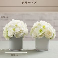 画像4: お悔やみ用のアレンジメント（高級造花、Mサイズ、ホワイト or グレー） (4)