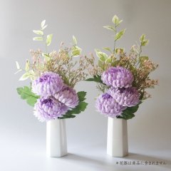 お墓用高級造花 【MEMORIES PREMIUM】ふんわりマム（薄紫・１対）