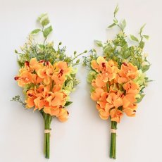 画像8: お墓用高級造花 【MEMORIES PREMIUM】蘭の花束（黄色・Lサイズ・１対） (8)
