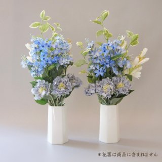 高品質]御仏壇用の花器（六角形、ホワイト）｜お墓へのお供え用