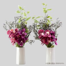 画像1: お墓用高級造花 【MEMORIES PREMIUM】蘭の花束（紫・Mサイズ・１対） (1)