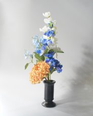 画像3: 夏の御仏壇のお供え花（ブルー×オレンジ菊） (3)