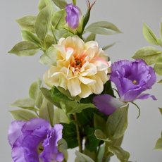 画像4: お墓用高級造花 【MEMORIES BASIC】紫のトルコ桔梗と淡いガーベラのお墓花（黄色・１対） (4)