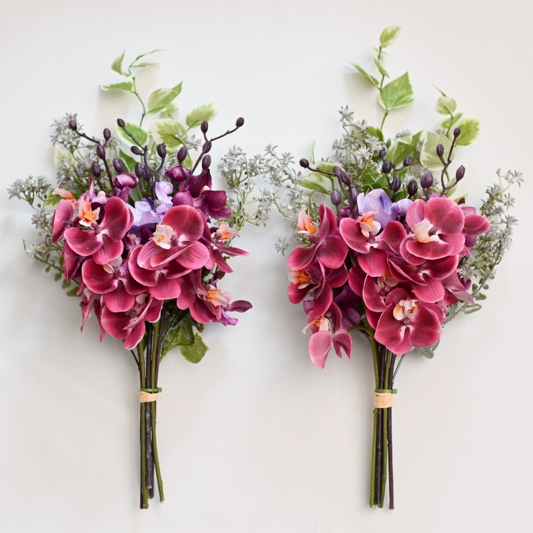 画像8: お墓用高級造花 【MEMORIES PREMIUM】蘭の花束（紫・Lサイズ・１対） (8)